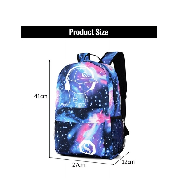 Sensky & Style Galaxy Print Anime Music Lover Lightweight Roomy Padded Backpack - Picture 14 of 16